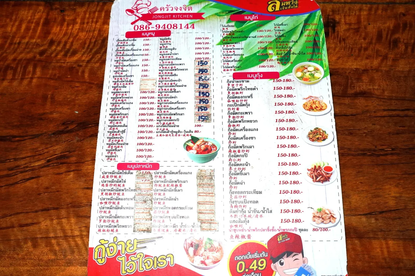 เมนูอาหารหน้าแรก