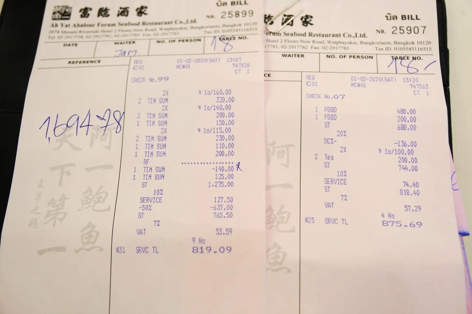 💰 ราคาวันที่ไปทานติ่มซำหลังหักส่วนลดคือ 1,694.78 บาท