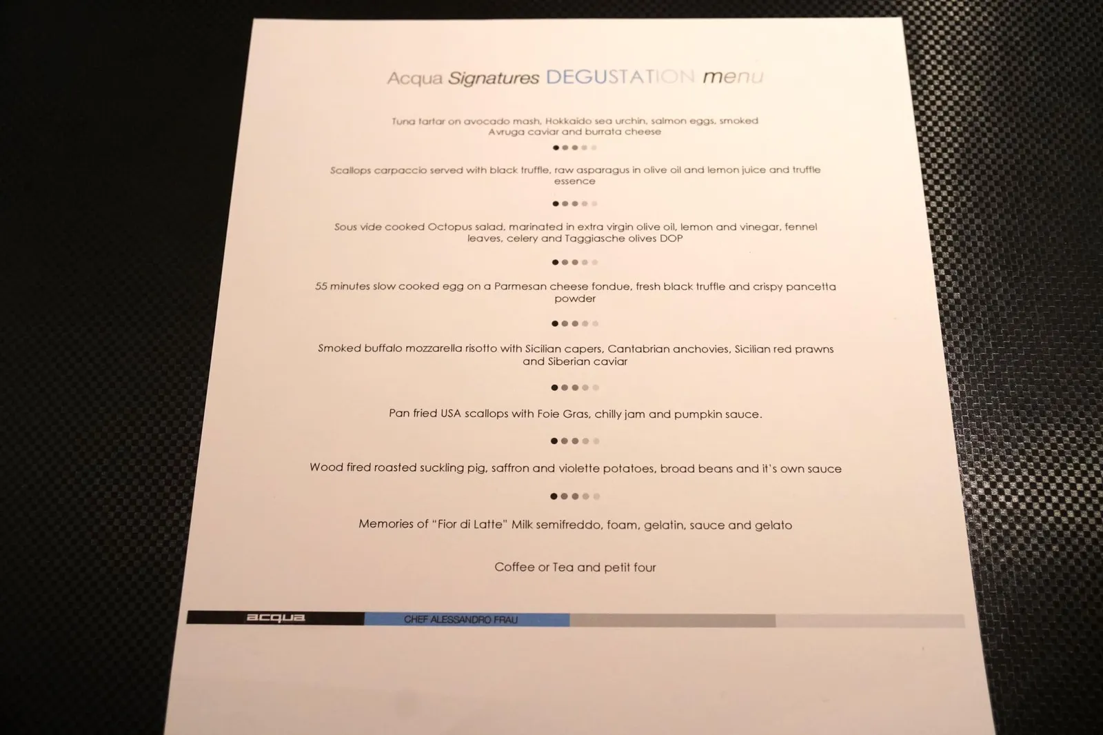 📃 Acqua Signatures DEGUSTATION menu (2,500++/p)
