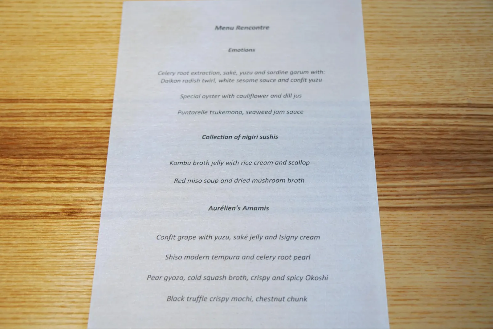 📃 縁 (150 €/p) Menu Recontre