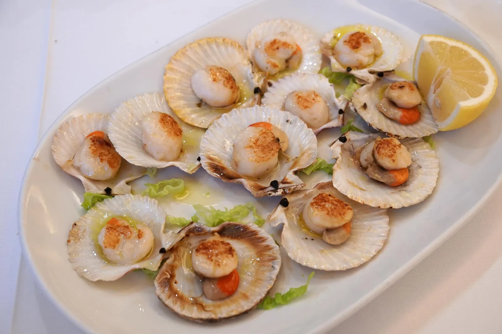 Zamburiñas (14.50/12pcs) Scallops 🦐 สุดยอดเมนูที่มีรสชาติอร่อยเลิศเเละเป็นเมนูเเนะนำของร้านคือหอยเชลล์ที่ทางร้านจับมาเองจำนวน 12 ตัว นำไปย่างกับเกลือและน้ำมันมะกอก คชาสสิค เเต่รสชาติอร่อยเลิศมากๆ ตัวหอยเชลล์สด เนื้อนุ่ม ละมุนลิ้นมากๆ อร่อยชนิดหาทานได้ยากในกรุงเทพฯ น้ำมันมะกอกใส่มาพอดี ไม่เยิ้ม ตัดรสหวานธรรมชาติของหอยเชลล์ด้วยเกลือท้องถิ่นที่มีรสเค็มเพียงเบาๆในช่วงเเรกที่ทาน จากนั้นรสเค็มจะค่อยๆหายไป ทั้งหมดนี่ขายในราคาจานละ 14.5 € เท่านั้น สุดยอดจริงๆ (15/20)