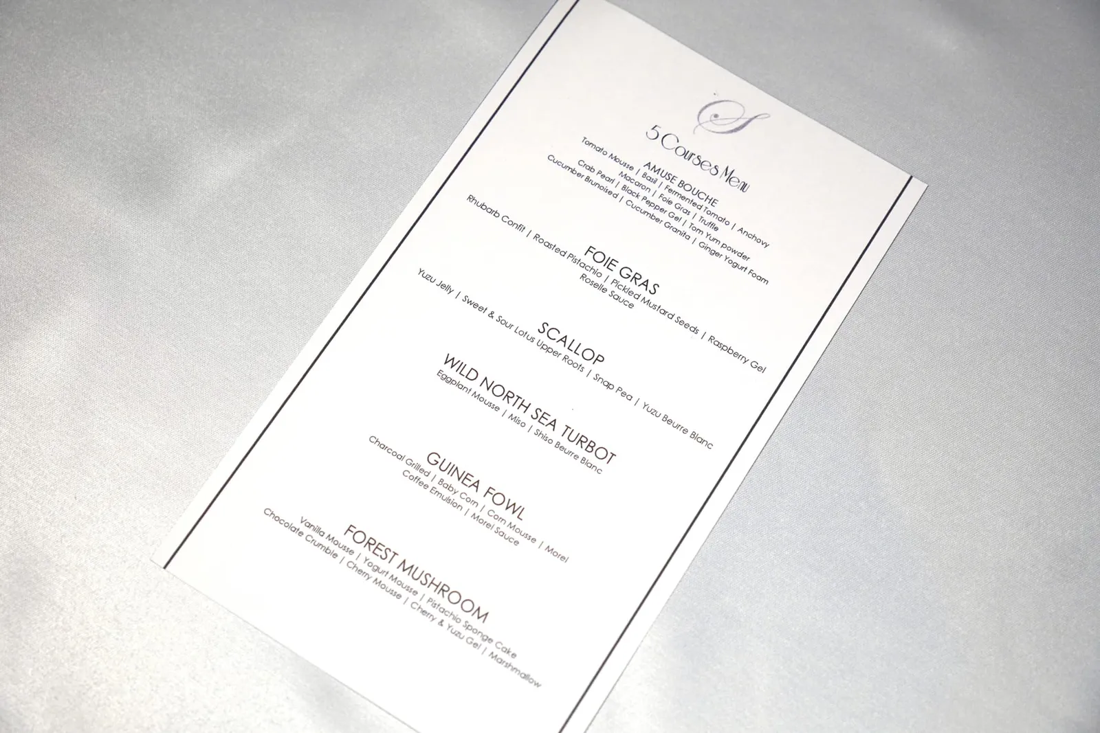 📃 5 COURSES MENU