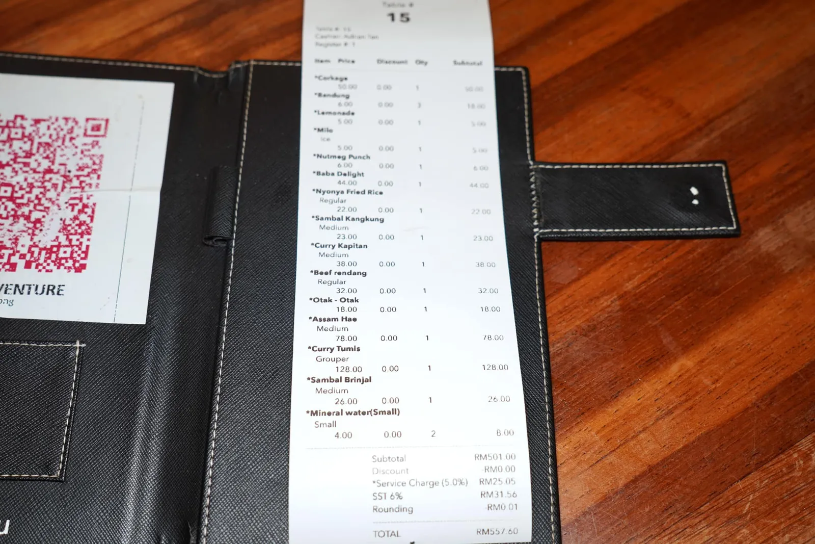 💰 ราคา 557.60 RM สำหรับลูกค้า 5 คน